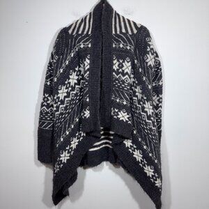 Neve Womens Alpaca Wool Nordic Knit Open Front Shawl Cardigan Sweater Size M/L